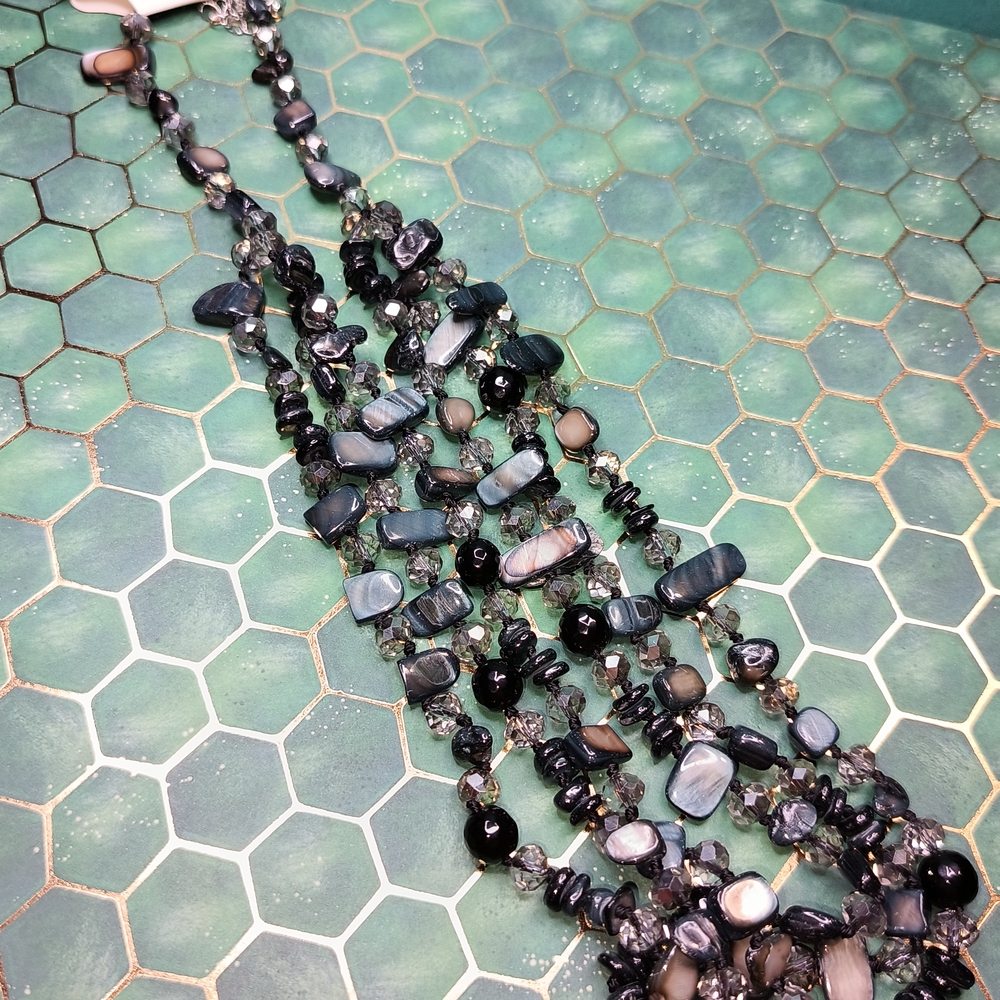 Elegant Black and Gray Beaded Necklace